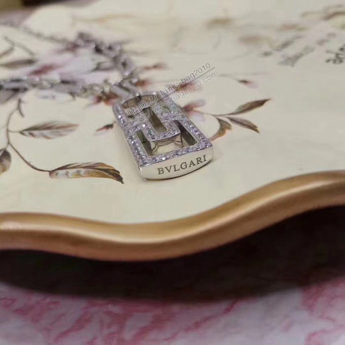 Bvlgari飾品 寶格麗Parentesi高級項鏈 回形符號鑲鑽項鏈  zgbq3134